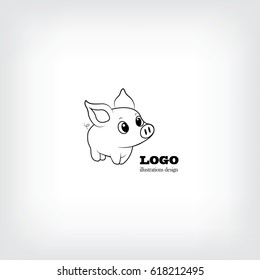 pig animal icon logo.