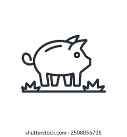 pig animal icon. vector.Editable stroke.linear style sign for use web design,logo.Symbol illustration.
