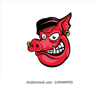 pig animal logo design vector