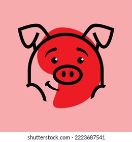 Pig animal made into an abstract logo.
