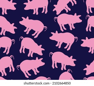 pig animal seamless pattern vector art design