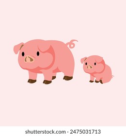 Pig Animal Simple Flat Design Vector