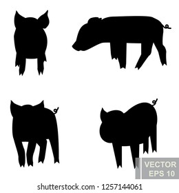 Pig. Animals For your design. Set. Cartoon character. Bright.