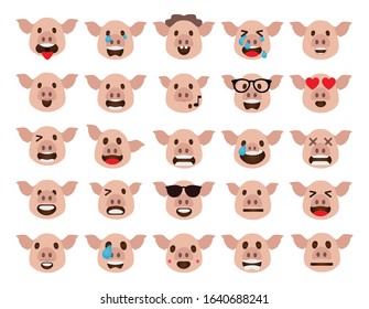 Pig avatar collection, vector icons