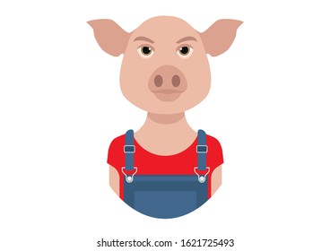 Pig avatar, user avatar for social network.