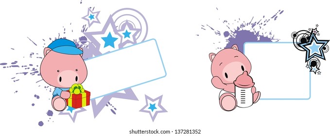 pig baby cartoon copyspace in vector format very easy to edit
