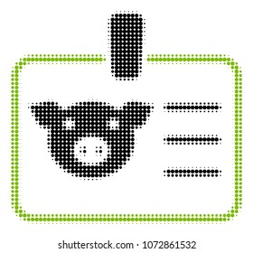 Pig Badge halftone vector icon. Illustration style is dotted iconic Pig Badge icon symbol on a white background. Halftone texture is circle points.