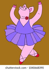 Pig ballerina in a dance pose