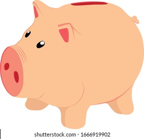 Vektorillustration lächelt Schweinerosa Geldkasten 