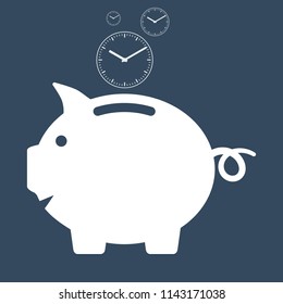 pig bank with clocks, time management concept