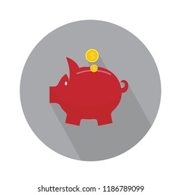 Pig Bank Flat Icon. Money Save Concept - Finance & Investment Symbol