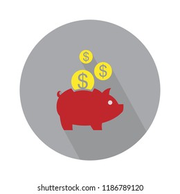 Pig Bank Flat Icon. Money Save Concept - Finance & Investment Symbol