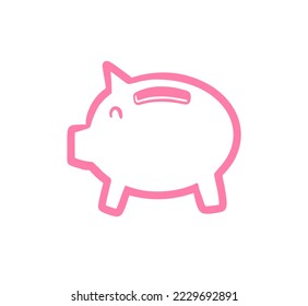 Pig bank hand drawn icon design vector. Doodle character symbol. 