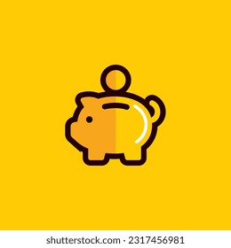 Pig Bank Icon Yellow Editable Color Vector