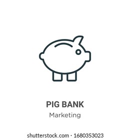 Vektorillustration-Symbol für die Schweinebank. Dünne schwarze Schweinebasis, flache Vektorillustration, einfache Elementgrafik aus bearbeitbarem Marketingkonzept einzeln auf weißem Hintergrund
