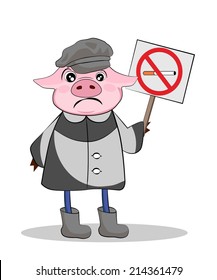 Pig with a banner