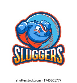 pig baseball sport logo template