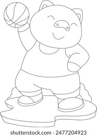 Pig Basketball player Basketball Sports Animal Vector Graphic Art Illustration