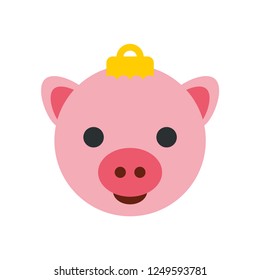 Pig bauble flat icon. You can be used pig bauble icon for several purposes like: websites, UI, UX, print templates, promotional materials, info-graphics, web and mobile phone apps.
