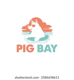 pig bay logo simple design vector template business