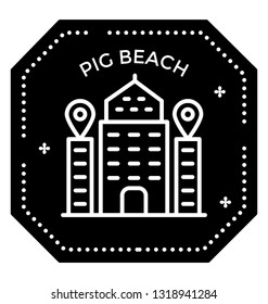 Pig beach glyph icon 