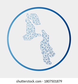 Pig Beach Symbol. Netzwerkkarte der Insel. Rundschild mit Farbverlauf-Ring. Technologie, Internet, Netzwerk, Telekommunikationskonzept. Vektorgrafik.