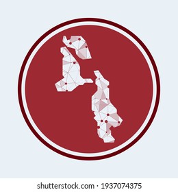 Pig Beach icon. Trendy tech logo of the island. Geometric mesh round design. Technology, internet, network, telecommunication concept. Vector illustration.