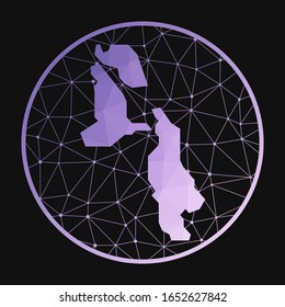 Pig Beach icon. Vector polygonal map of the island. Pig Beach icon in geometric style. The island map with purple low poly gradient on dark background.