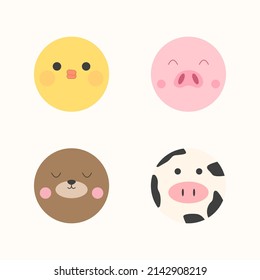 Сhicken, pig, bear and cow faces in the form of avatars.