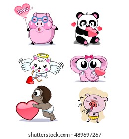 pig bear rabbit elephant baby cartoon vector 10