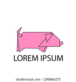 pig beautiful animal origami for logo, icon or sign business or creative industry