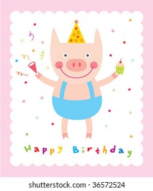 pig birthday card