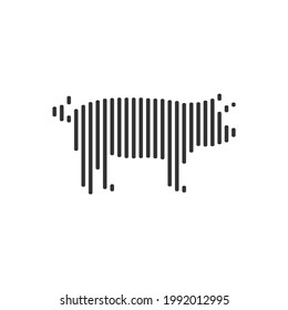 Pig black barcode line icon vector on white background.