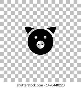 Pig. Black flat icon on a transparent background. Pictogram for your project