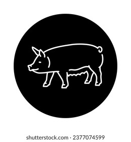 Pig black line icon. Farm animals. Pictogram for web page, mobile app, promo.