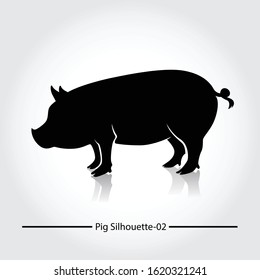 Pig with black shadow and blank. This silhouette suitable for icon, symbol, businesses, product pic, restaurants serving pork dishes, or can also be used for pig farming business.