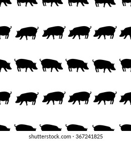 pig black shadows silhouette in lines pattern eps10