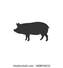 Pig black silhouette vector on a white background