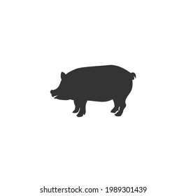 Pig black silhouette vector on a white background