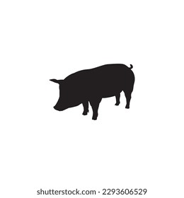 Pig black silhouette vector on a white background