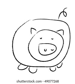 pig in black and white, vector