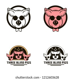 pig blind logo amazing design for your company or brand 