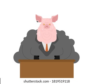 Pig boss. Big fat nasty pig. vector illustration