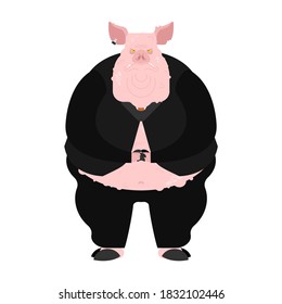 Pig boss. Big fat nasty pig. vector illustration