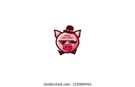 pig boss logo icon vector