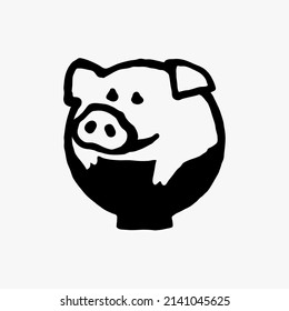 Pig in a bowl, vector symbol design