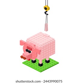 Pig breeding concept on white background. Vector