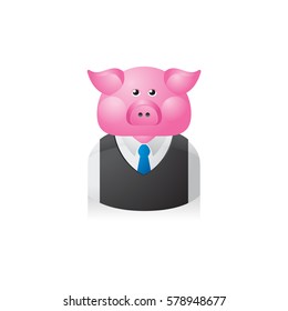 Pig Businessman avatar icon in colors.