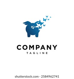 Pig and Butterfly Logo Icon vector