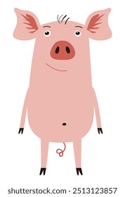 Personaje de dibujos animados de cerdo. Ilustración vectorial plana